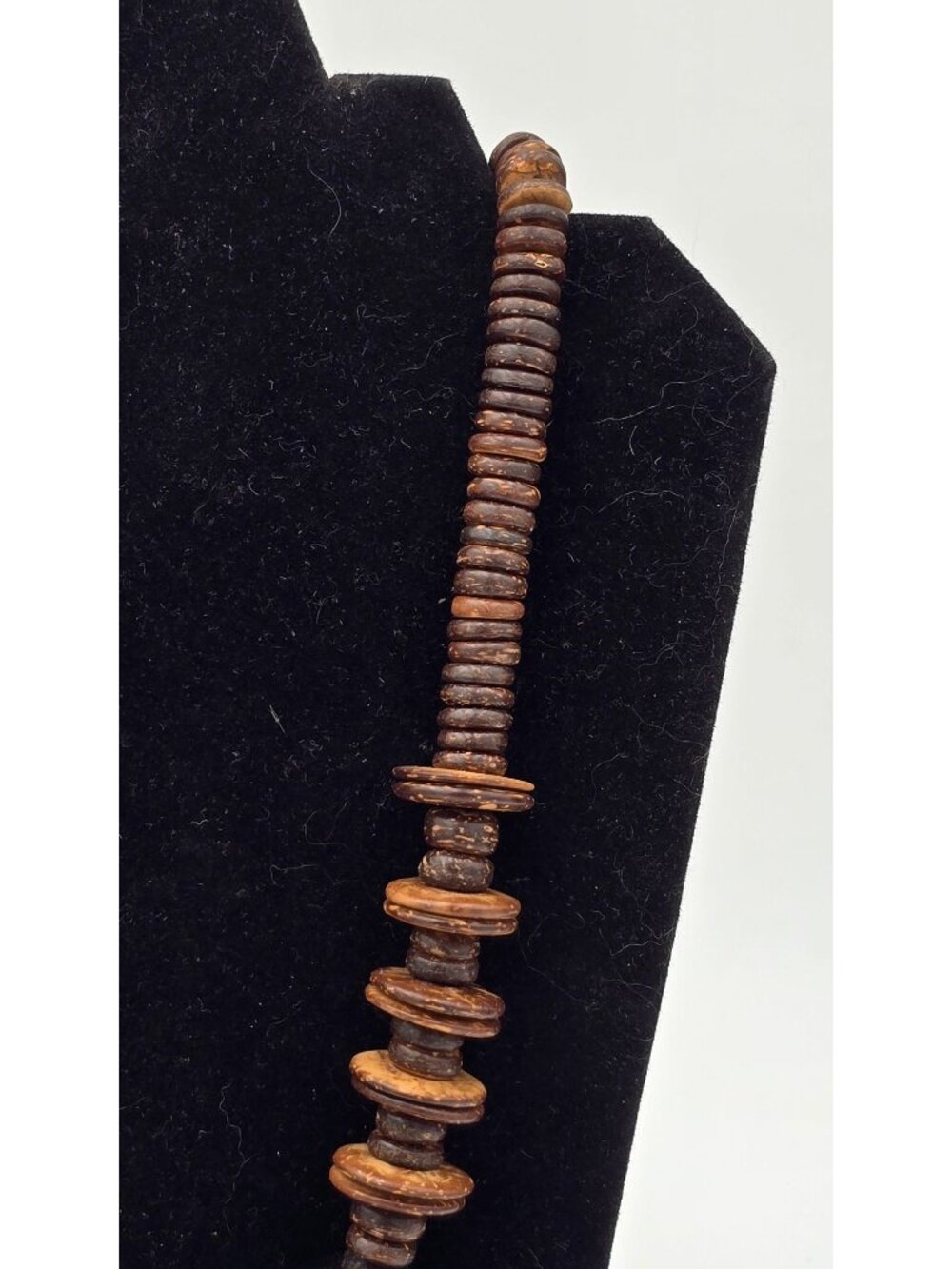 Vintage Horn Coconut Wood Statement Necklace 22" Brutalist Tribal Chunky Boho - Picture 6 of 14